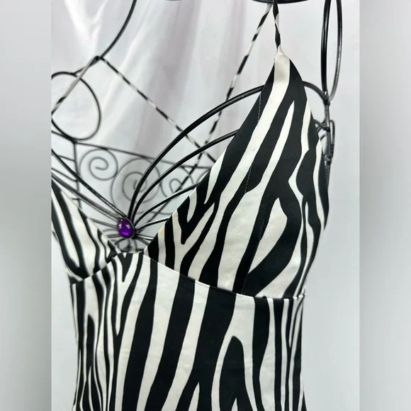 White Fox black and white zebra print halter mini dress size XS - Picture 6 of 13